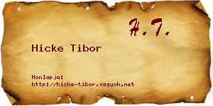 Hicke Tibor névjegykártya